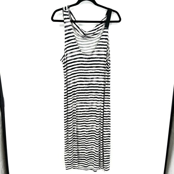 THREADS 4 THOUGHT Ink Stripe Soft Modal Cowl Neck Sleeveless Midi Dress Large - Picture 3 of 7